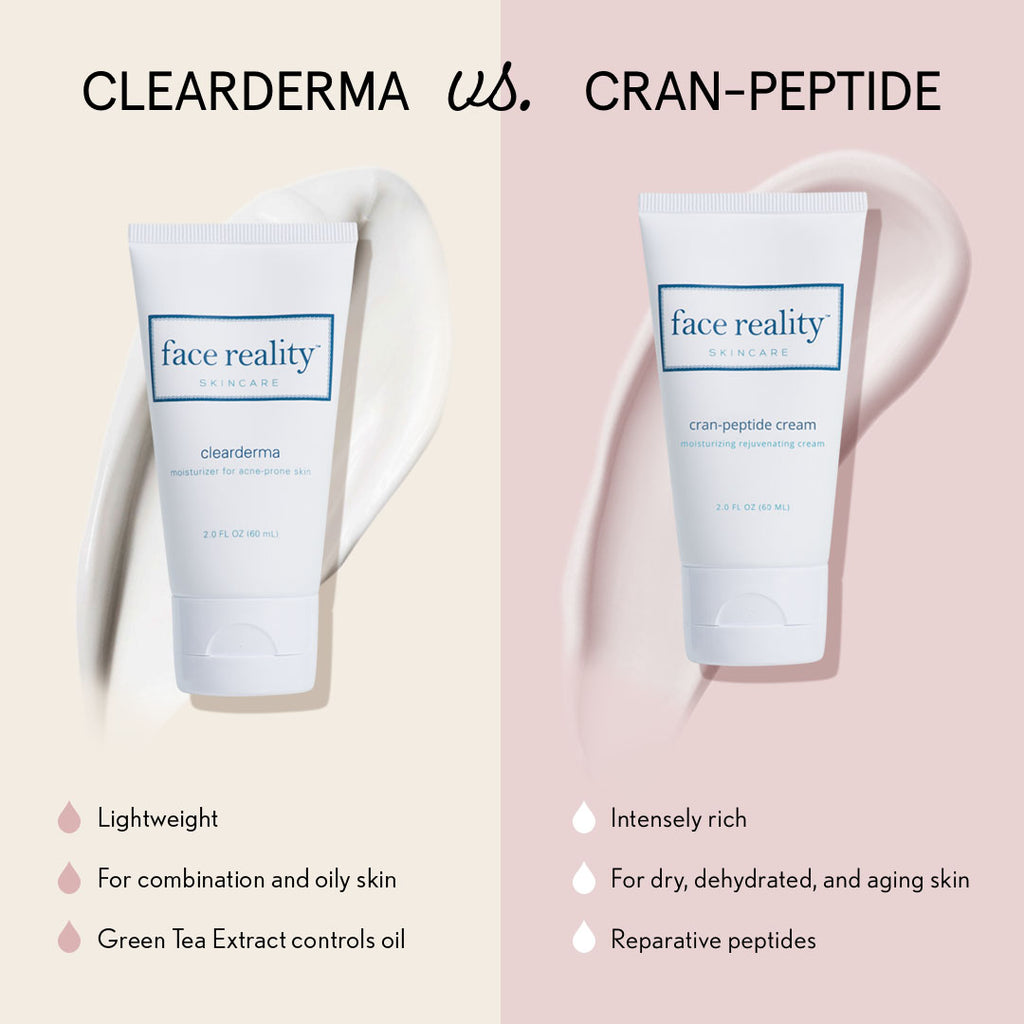 Face Reality Clearderma vs Cran-Peptide Moisturizer